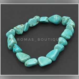 Turquoise nugget beaded stretch bracelet
